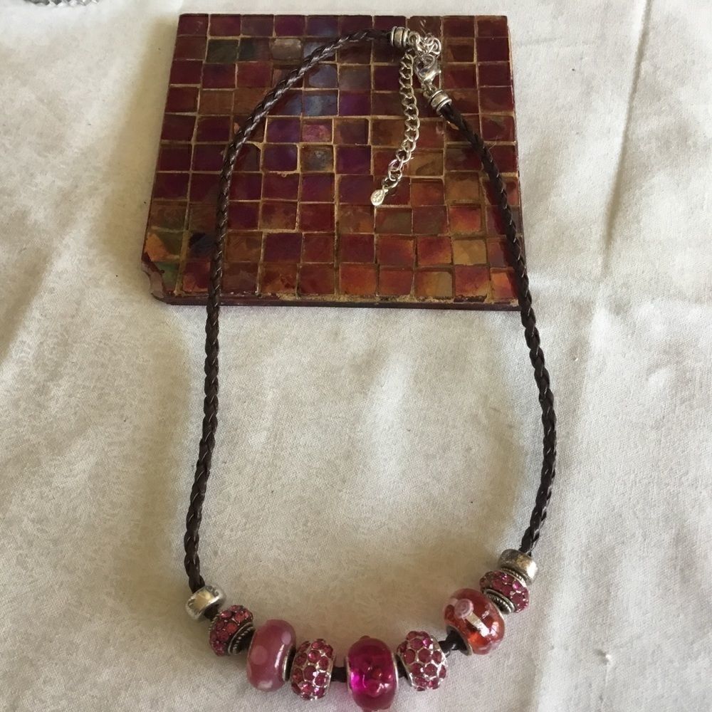 Kirks Folly Blown Glass and Crystal Cord Necklace